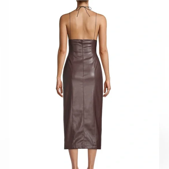 Misha Cary Faux Leather Midi-Dress - Size 2